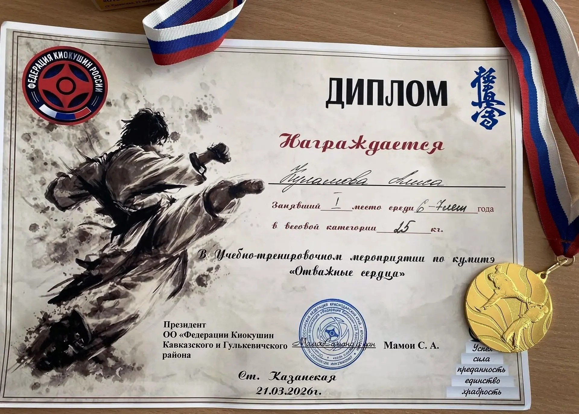 Наши ессентукские школьники из МБОУ СОШ № 1 - Алиса Куламова (1 «А» класс) и Платон Галчев (5 «А» класс) - с честью представили город на учебнотренировочных соревнованиях по кумитэ «Отважные сердца», прошедших в Кропоткине... Наши ессентукские школьники из МБОУ СОШ № 1 - Алиса Куламова (1 «А» класс) и Платон Галчев (5 «А» класс) - с честью представили город на учебнотренировочных соревнованиях по кумитэ «Отважные сердца», прошедших в Кропоткине...