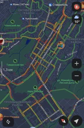 Традиционные пятничные пробки в Ставрополе достигли 8 баллов