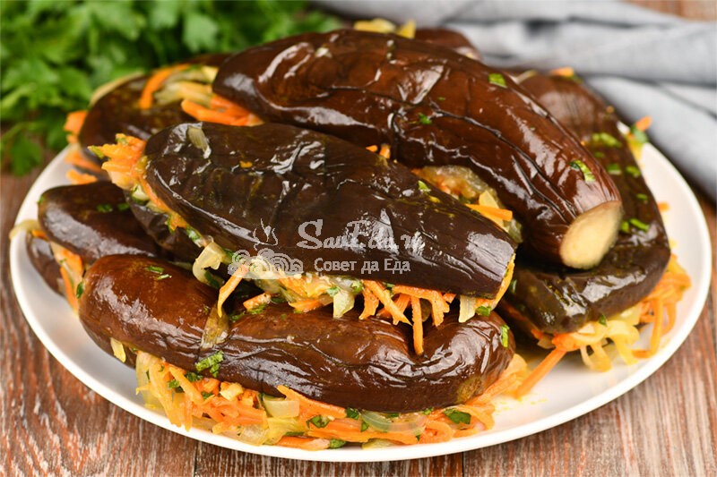 Восхитительные маринованные баклажаны с овощами