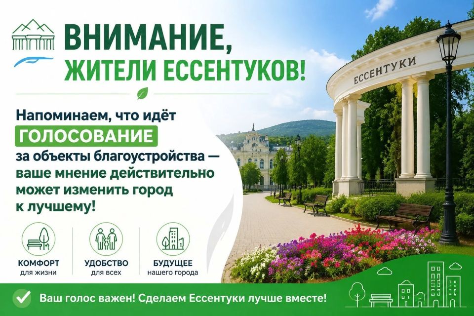 Напоминаем, что идёт голосование за объекты благоустройства - ваше мнение действительно может изменить город к лучшему!