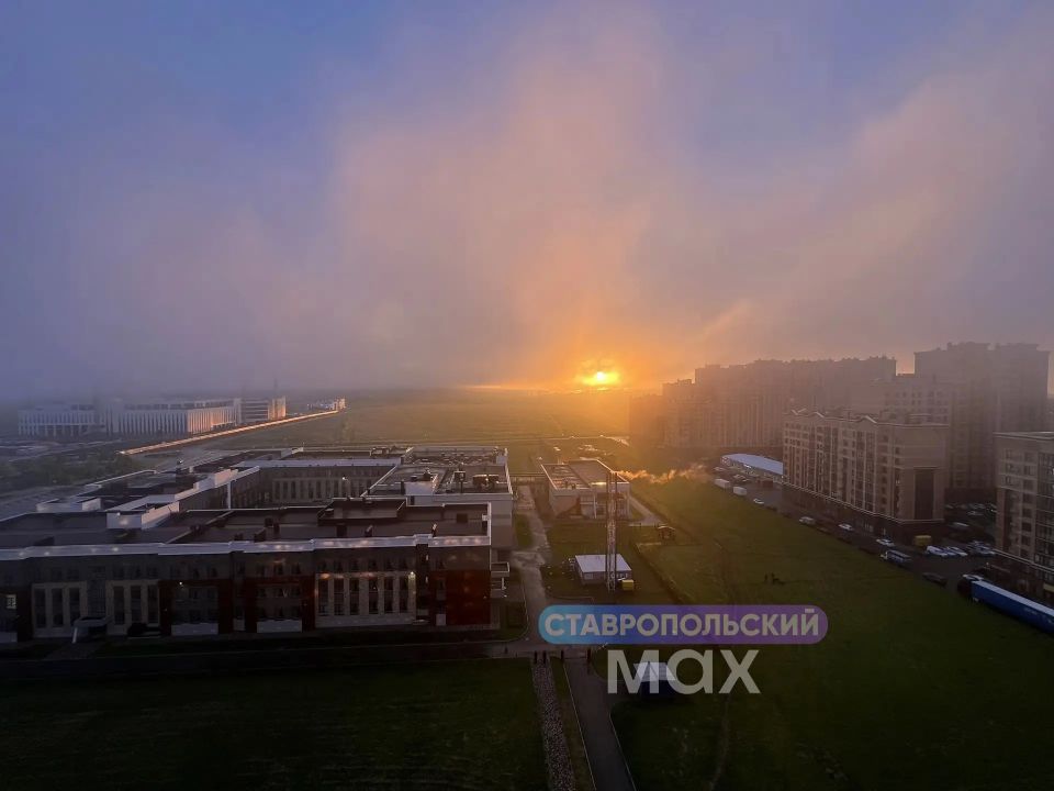 Сегодняшний закат в Ставрополе после дождя