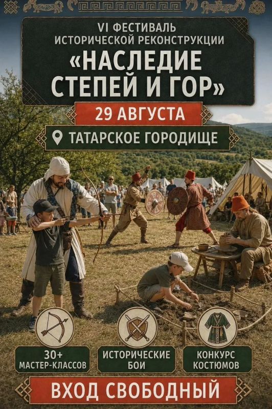 Уже завтра на Татарском городище пройдет фестиваль исторической реконструкции "Наследие степей и гор" Уже завтра на Татарском городище пройдет фестиваль исторической реконструкции "Наследие степей и гор"
