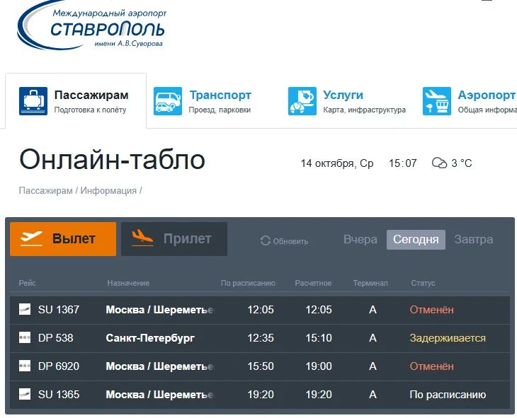 Дневные рейсы в Москву из аэропорта Ставрополя отменены, вылет в Санкт-Петербург задерживается Дневные рейсы в Москву из аэропорта Ставрополя отменены, вылет в Санкт-Петербург задерживается